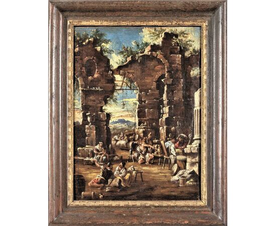 Capriccios with ruins and figures