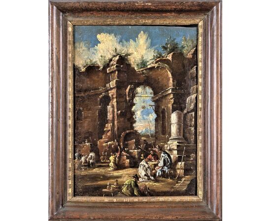 Capriccios with ruins and figures