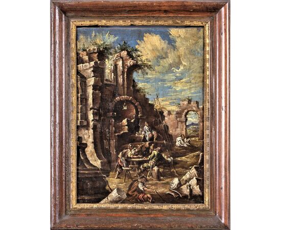 Capriccios with ruins and figures