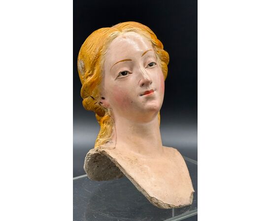 Polychrome Terracotta Female Bust – 18th Century