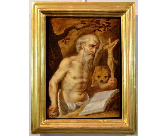 Saint Jerome, 16th-century Italian oil on panel from the entourage of Prospero Fontana (Bologna 1512 - 1597)