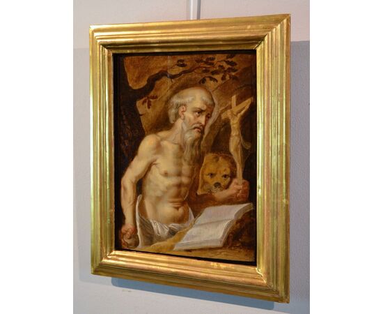 Saint Jerome, 16th-century Italian oil on panel from the entourage of Prospero Fontana (Bologna 1512 - 1597)
