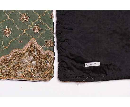 Pair of cushions with antique Indian saris - B/172/8-9.