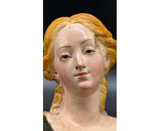 Polychrome Terracotta Female Bust – 18th Century