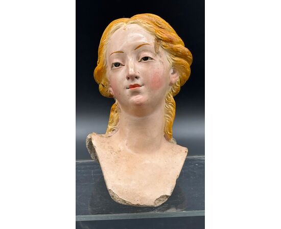 Polychrome Terracotta Female Bust – 18th Century