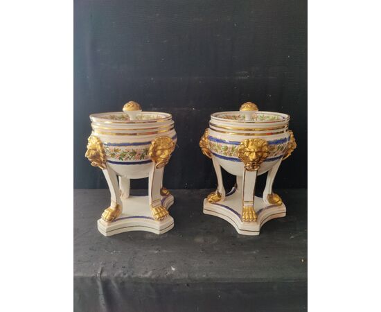 Bellissima coppia di gelaterie in ceramica di Bassano - H 30 cm