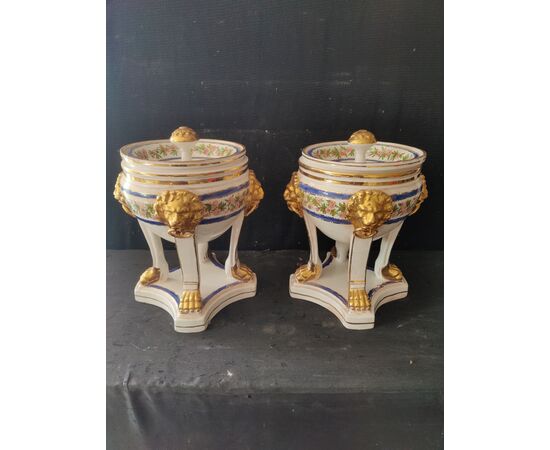 Bellissima coppia di gelaterie in ceramica di Bassano - H 30 cm