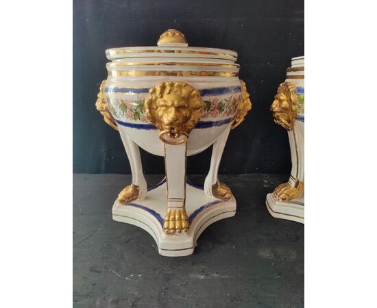Bellissima coppia di gelaterie in ceramica di Bassano - H 30 cm