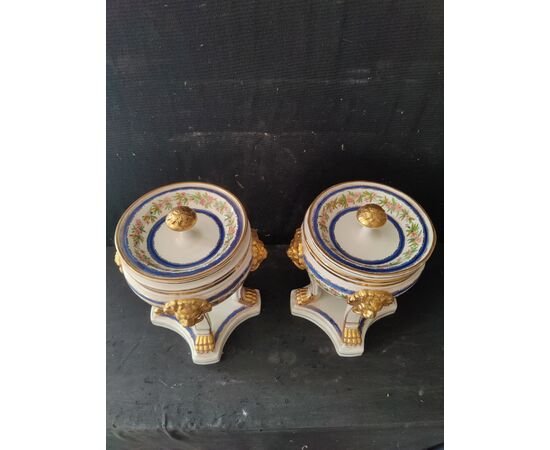 Bellissima coppia di gelaterie in ceramica di Bassano - H 30 cm