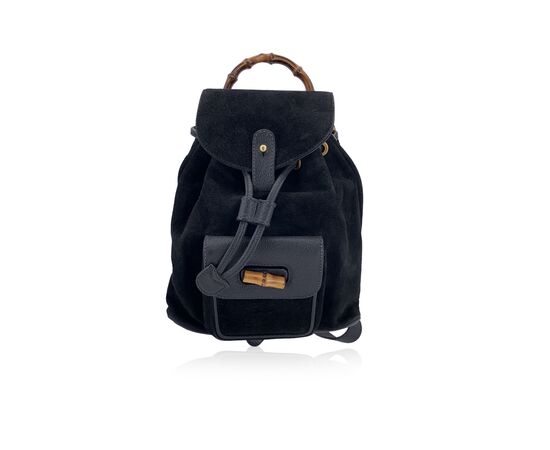GUCCI Zaino Vintage in Camoscio Col. Nero Bamboo S