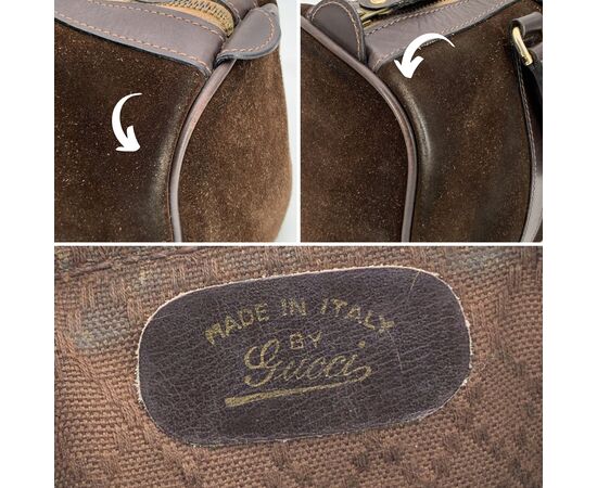 GUCCI Borsa a Mano Vintage in Camoscio Col. Marrone Boston M