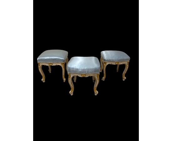 Three lacquered and gilded stools