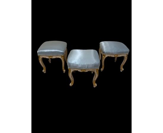 Three lacquered and gilded stools