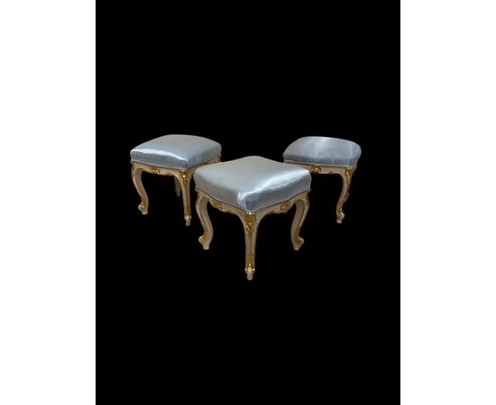 Three lacquered and gilded stools