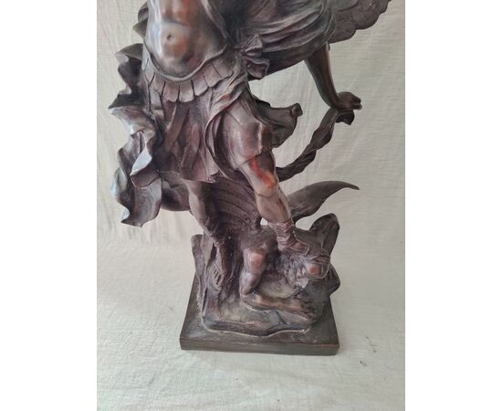 Spettacolare San Michele Arcangelo e Lucifero in Bronzo - H 98 cm
