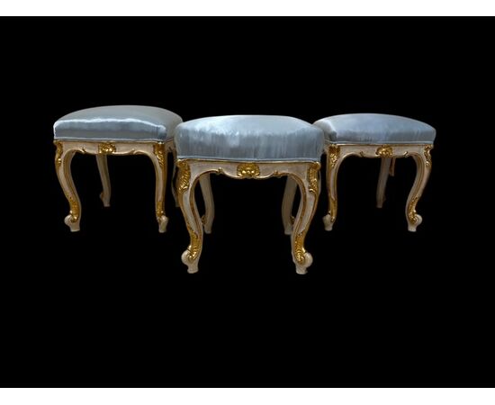 Three lacquered and gilded stools