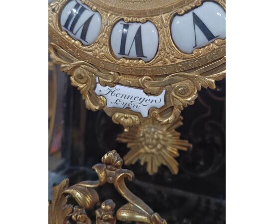 LOUIS XV STYLE CLOCK IN GILT BRONZE AND INLAYS, MID-19TH CENTURY