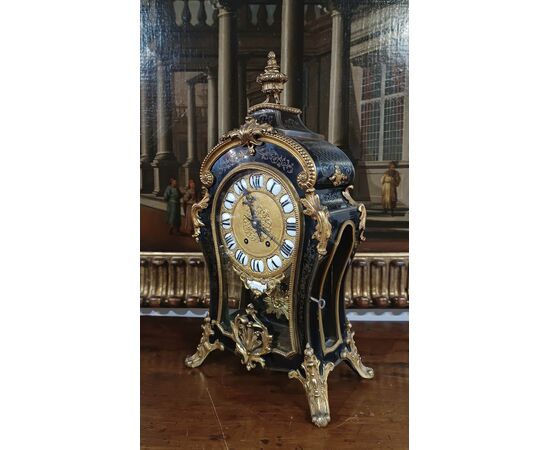 LOUIS XV STYLE CLOCK IN GILT BRONZE AND INLAYS, MID-19TH CENTURY