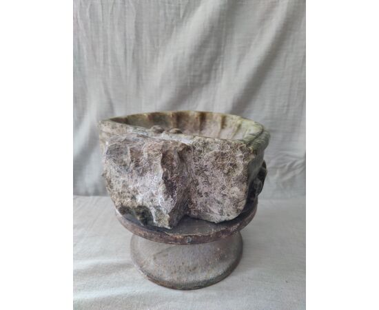 Bellissima acquasantiera in marmo verde venezuela - 28 x 25 cm
