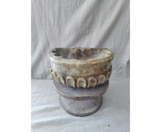 Bellissima acquasantiera in marmo verde venezuela - 28 x 25 cm