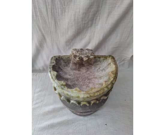 Bellissima acquasantiera in marmo verde venezuela - 28 x 25 cm