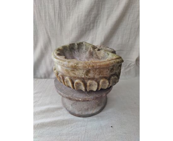 Bellissima acquasantiera in marmo verde venezuela - 28 x 25 cm
