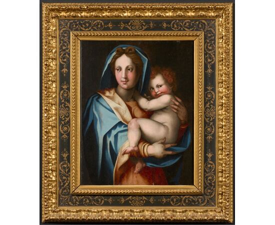 Madonna and Child, Workshop of Andrea del Sarto, pseudonym of Andrea d'Agnolo di Francesco (Florence 1486 - 1530) Attributable to Jacopo di Giovanni di Francesco, known as Jacone (Florence, 1492 - 1554)