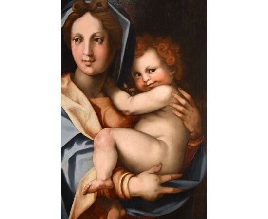 Madonna and Child, Workshop of Andrea del Sarto, pseudonym of Andrea d'Agnolo di Francesco (Florence 1486 - 1530) Attributable to Jacopo di Giovanni di Francesco, known as Jacone (Florence, 1492 - 1554)