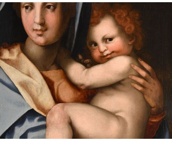 Madonna and Child, Workshop of Andrea del Sarto, pseudonym of Andrea d'Agnolo di Francesco (Florence 1486 - 1530) Attributable to Jacopo di Giovanni di Francesco, known as Jacone (Florence, 1492 - 1554)