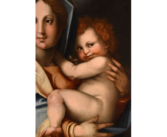 Madonna and Child, Workshop of Andrea del Sarto, pseudonym of Andrea d'Agnolo di Francesco (Florence 1486 - 1530) Attributable to Jacopo di Giovanni di Francesco, known as Jacone (Florence, 1492 - 1554)
