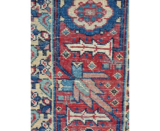 Afshar Persian carpet, "Mina Khani" pattern, bird border, ca. 1930–1950 — 208 × 140 cm