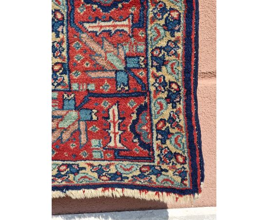 Afshar Persian carpet, "Mina Khani" pattern, bird border, ca. 1930–1950 — 208 × 140 cm