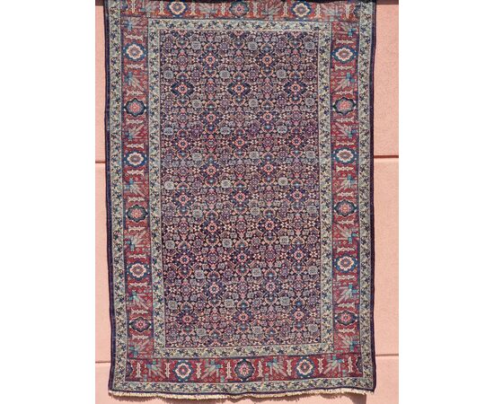 Afshar Persian carpet, "Mina Khani" pattern, bird border, ca. 1930–1950 — 208 × 140 cm