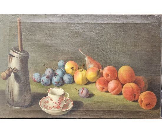 Coppia di nature morte con frutta, caffettiera e cioccolatiera – Nord Italia, fine XVIII - inizi XIX secolo