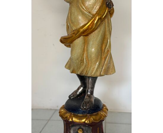 Floor lamp. Moor of Venice, carved, lacquered and gilded wood, 20th century.