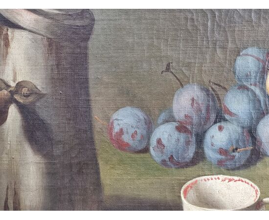 Coppia di nature morte con frutta, caffettiera e cioccolatiera – Nord Italia, fine XVIII - inizi XIX secolo