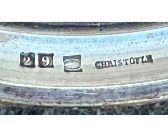 Silver-plated metal centerpiece/fruit bowl with frosted crystal bowl. Christofle. France.