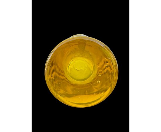 Vaso in cristallo cilindrico,molaro con motivo floreale.Boemia.