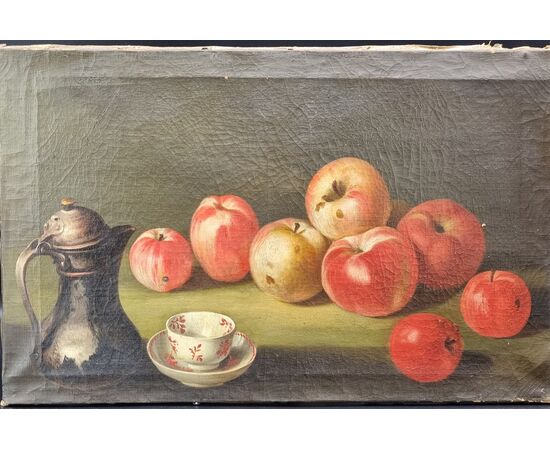 Coppia di nature morte con frutta, caffettiera e cioccolatiera – Nord Italia, fine XVIII - inizi XIX secolo