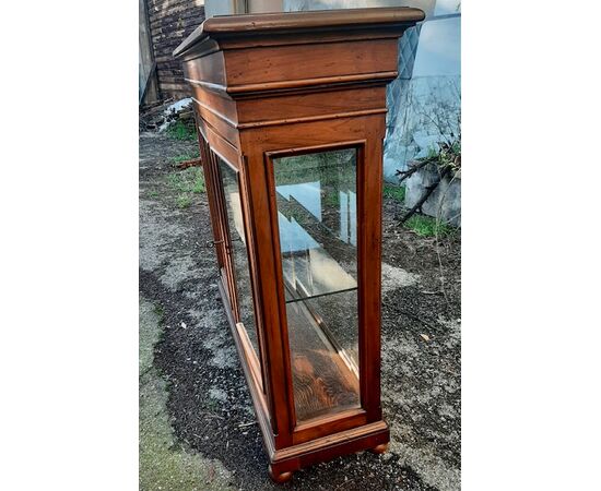 Walnut display cabinet with planter