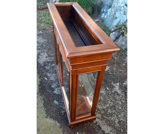 Walnut display cabinet with planter