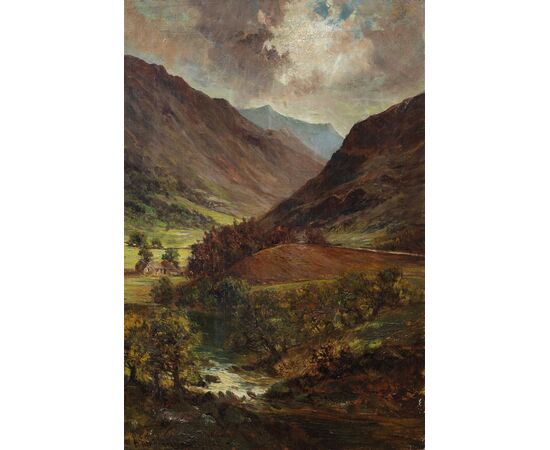 Pittore europeo (datato 1925) - Paesaggio montano.
