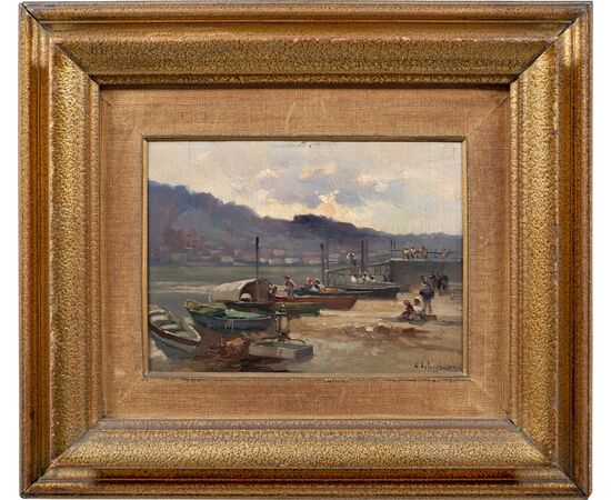 Cesare Gheduzzi (Crespellano 1894 - Torino 1957) - Scena portuale.