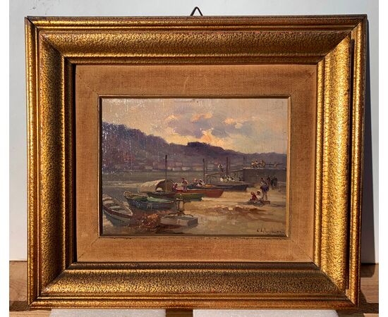 Cesare Gheduzzi (Crespellano 1894 - Torino 1957) - Scena portuale.