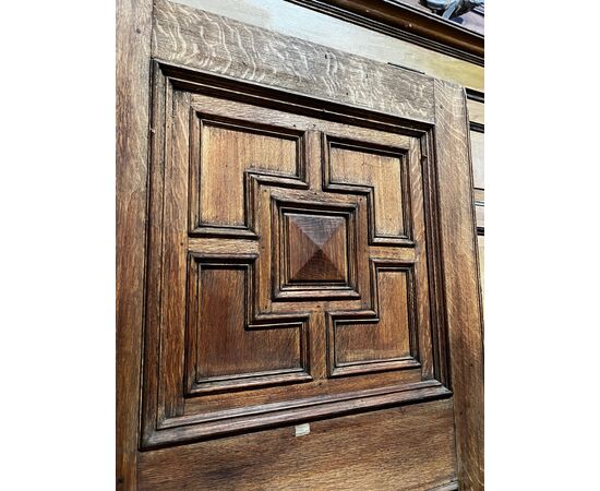 PTI714 - Portoncino da ingresso in rovere, epoca '800, misure cm L 111 x H 227