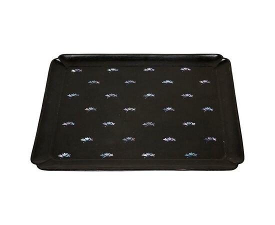 Antique black and mother-of-pearl tray - O/1048 -