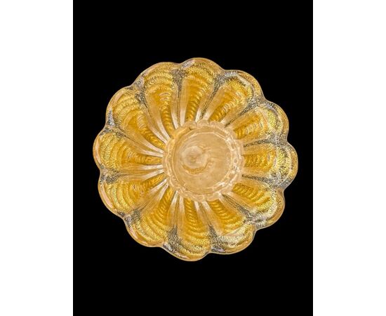 Candeliere in vetro pesante ‘cordonato oro’. Barovier & Toso.Murano.