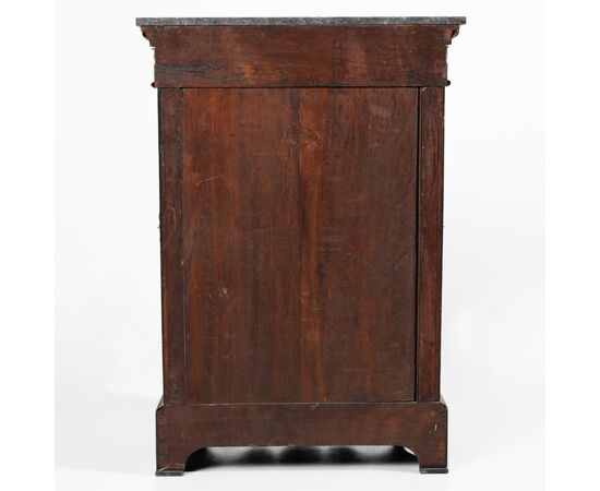 Ebonized wood display cabinet, Boulle-style decoration and gilded bronze finishes. Marble top. France, 19th century.