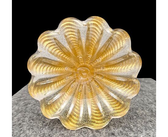 Candeliere in vetro pesante ‘cordonato oro’. Barovier & Toso.Murano.