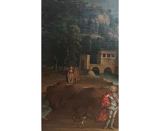 DIPINTO PAESAGGIO CON FIGURE FINE XVIII SECOLO